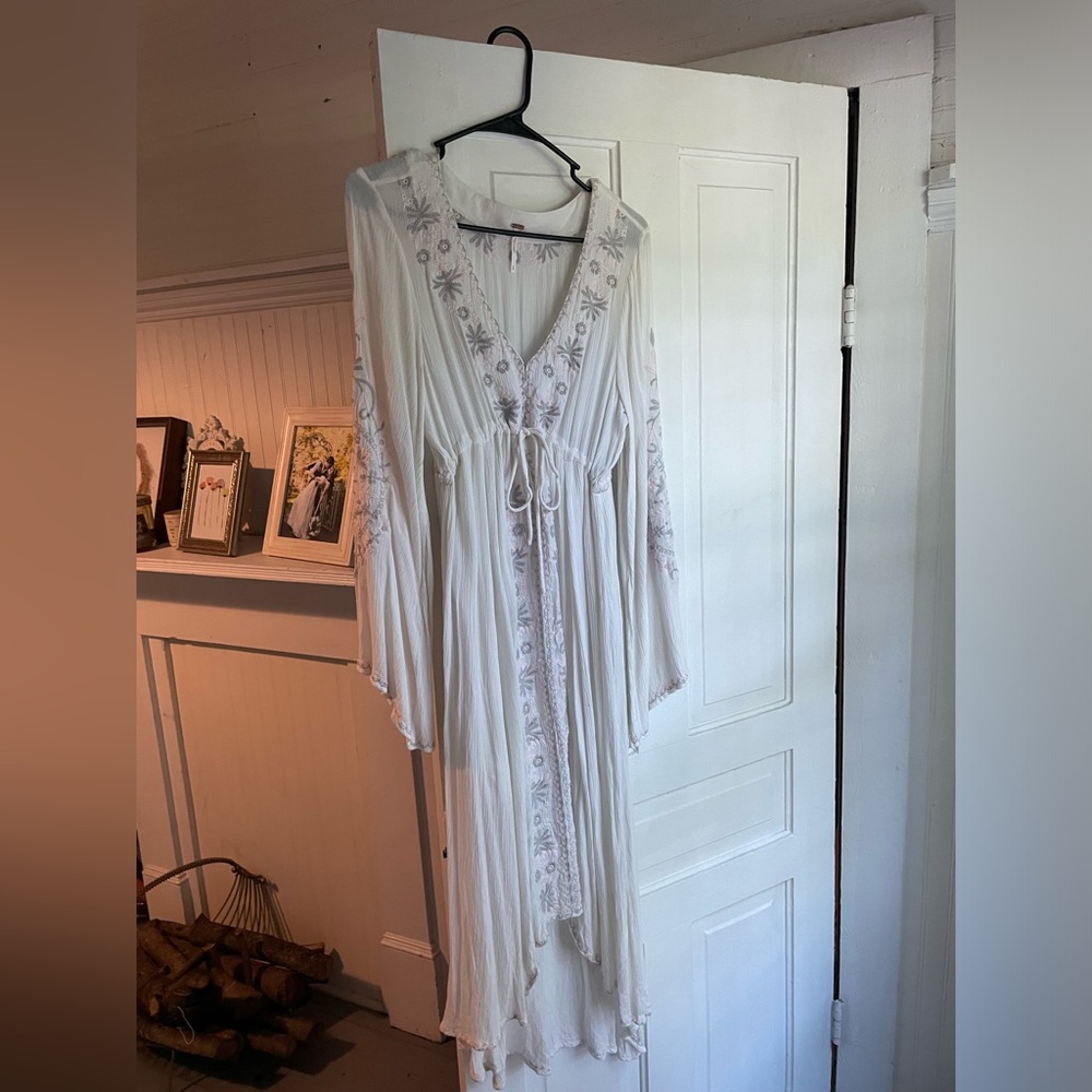 Free People-  white floral boho dress.